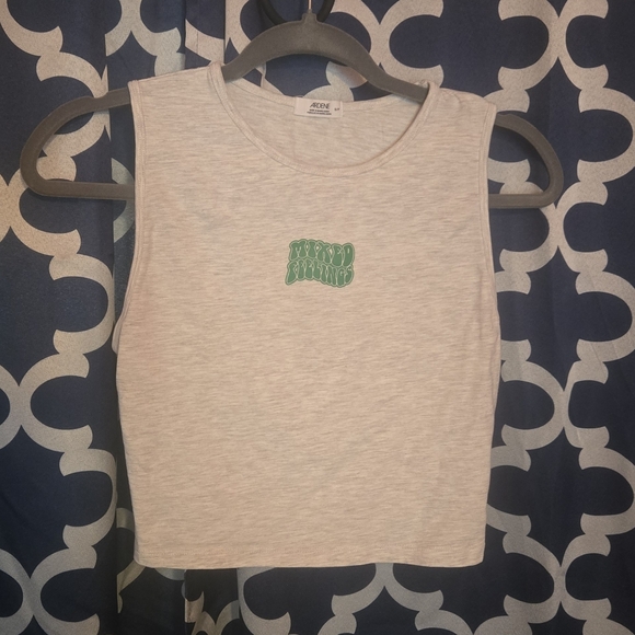 Ardene Tops - Ardene Gray Sleeveless "Mixed Feelings" Crop Top Size Small